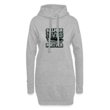 La vie du saumon compte – Pêche au saumon - Sweat-shirt à capuche long Femme - gris chiné - Devant