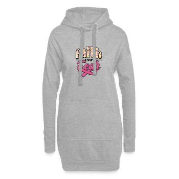 La foi plutôt que la peur - cancer du sein - Sweat-shirt à capuche long Femme - gris chiné - Devant