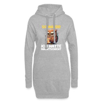 Nachtschicht Kaffee Eule Nachtdienst Schichtarbeit - Hoodie-Kleid - Grau meliert - Vorne