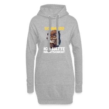 Schnauze! Ich hatte Nachtschicht Kaffee Eule - Hoodie-Kleid - Grau meliert - Vorne