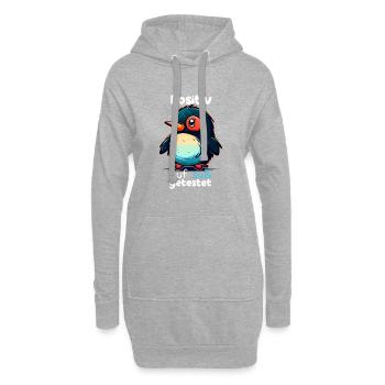Pinguin Penguin Jungen Mädchen Zoo Süßer Spruch - Hoodie-Kleid - Grau meliert - Vorne