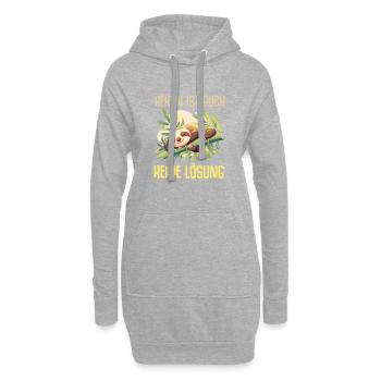 Schlafendes Faultier Hektik ist auch keine Lösung - Hoodie-Kleid - Grau meliert - Vorne