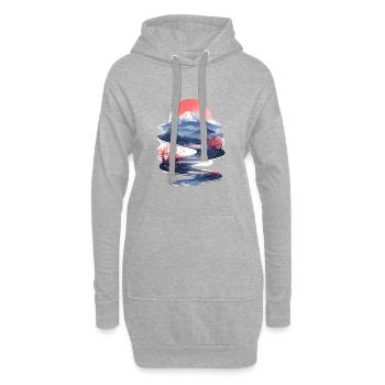 Aesthetic Japan Mt. Fuji Kirschblüten Sakura - Hoodie-Kleid - Grau meliert - Vorne