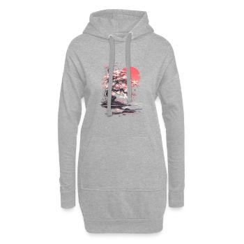 Mt. Fuji Kirschblüten Sakura Nippon Vintage - Hoodie-Kleid - Grau meliert - Vorne