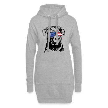BEAUCERON Amérique Flag Dogs Wilsigns - Sweat-shirt à capuche long Femme - gris chiné - Devant