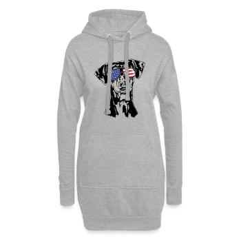 DEUTSCHER PINSCHER Amerika Fahne Hunde Wilsigns - Hoodie-Kleid - Grau meliert - Vorne