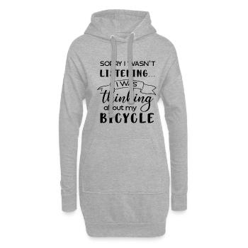 Penser au vélo Funny Saying Cycling Hobby - Sweat-shirt à capuche long Femme - gris chiné - Devant