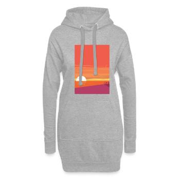 Coucher de soleil à la mer - Sweat-shirt à capuche long Femme - gris chiné - Devant