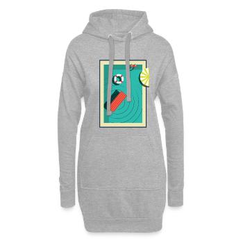 Piscine en été - Sweat-shirt à capuche long Femme - gris chiné - Devant