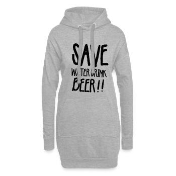 Save water drink beer - Hoodie-Kleid - Grau meliert - Vorne