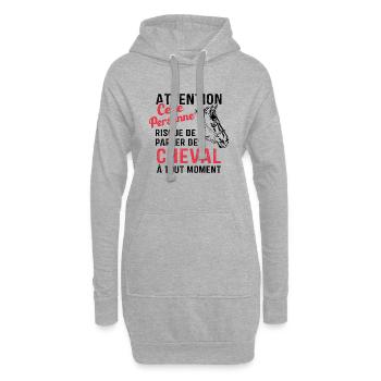 Cette Personne Risque Parler De Cheval Tout Moment - Sweat-shirt à capuche long Femme - gris chiné - Devant