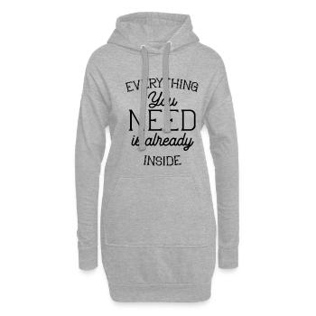 Tout ce dont vous avez besoin est déjà à l’intérieur - Sweat-shirt à capuche long Femme - gris chiné - Devant