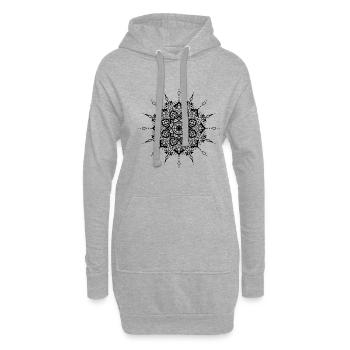 Blume Mandala - Hoodie-Kleid - Grau meliert - Vorne