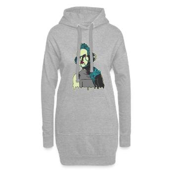 Roboter - Hoodie-Kleid - Grau meliert - Vorne