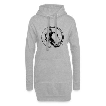 Ski Ski Femme Silhouette - Sweat-shirt à capuche long Femme - gris chiné - Devant
