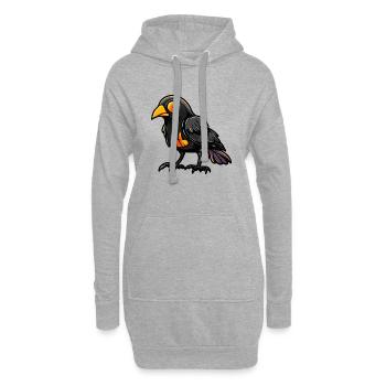 Rabe Krähe Halloween Comic Lustig - Hoodie-Kleid - Grau meliert - Vorne