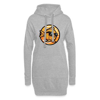 Poisson rouge Bande dessinée Cool - Sweat-shirt à capuche long Femme - gris chiné - Devant