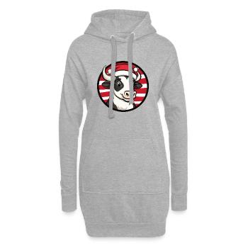 Kuh Weihnachten Tier - Hoodie-Kleid - Grau meliert - Vorne