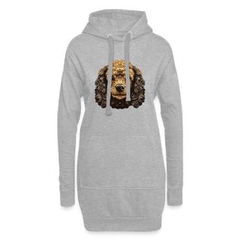 Caniche chien portrait - Sweat-shirt à capuche long Femme - gris chiné - Devant