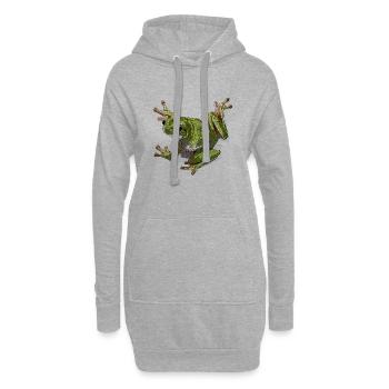 Weißer Laubfrosch - Hoodie-Kleid - Grau meliert - Vorne