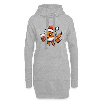 Goldfische Weihnachten Bier - Hoodie-Kleid - Grau meliert - Vorne