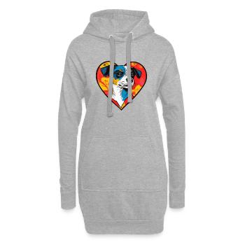 Jack Russell Terrier Chien Coeur Amour Chien - Sweat-shirt à capuche long Femme - gris chiné - Devant