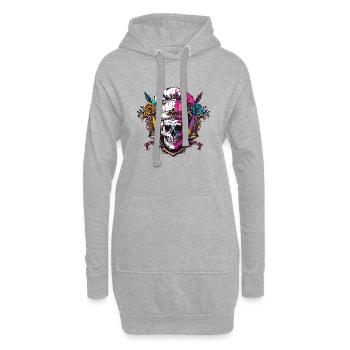 Koch Skull Skelett Chef Wappen - Hoodie-Kleid - Grau meliert - Vorne
