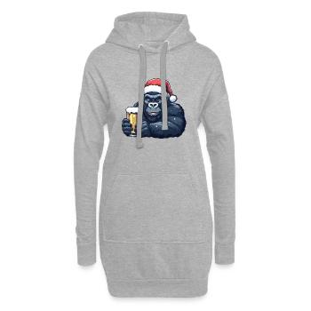 Gorilla Weihnachten Bier - Hoodie-Kleid - Grau meliert - Vorne
