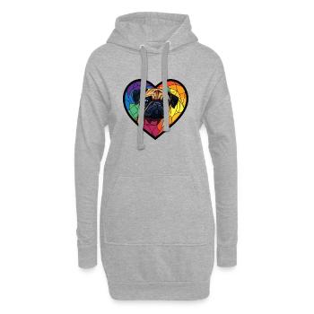 Carlin Chien Cœur Chien Amour - Sweat-shirt à capuche long Femme - gris chiné - Devant