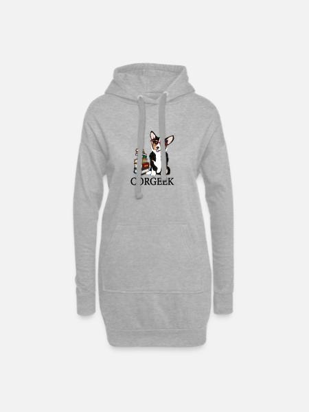 Corgi - Hoodie-Kleid - Grau meliert