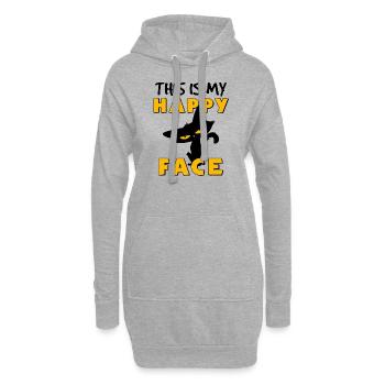 Katze so schaue ich wenn ich glücklich binkinderki - Hoodie-Kleid - Grau meliert - Vorne