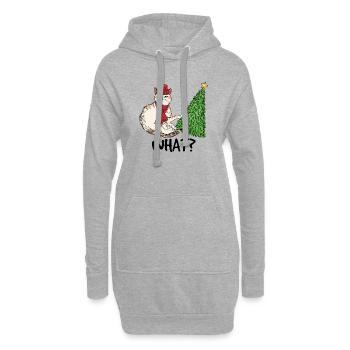 Freche Katze mit Weihnachtsbaum und Mützekinderkit - Hoodie-Kleid - Grau meliert - Vorne