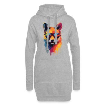 Bunter Fuchs mit Sonnenbrille - Hoodie-Kleid - Grau meliert - Vorne