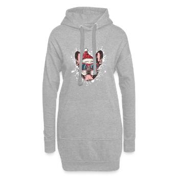 Buldog Français Chien Noël Drôle - Sweat-shirt à capuche long Femme - gris chiné - Devant