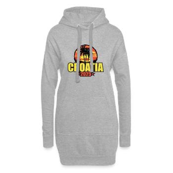 Croatie 2025 Vacances Palmiers Coloré - Sweat-shirt à capuche long Femme - gris chiné - Devant