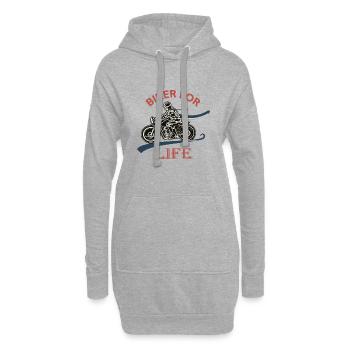 Biker for life, passion moto biker cadeau Motard - Sweat-shirt à capuche long Femme - gris chiné - Devant