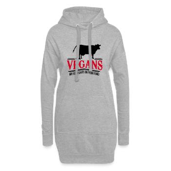 Vegan My Food Caca Sur Votre Vache Anti Saying - Sweat-shirt à capuche long Femme - gris chiné - Devant