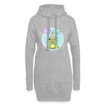 grenouille anniversaire bébé - Sweat-shirt à capuche long Femme - gris chiné - Devant