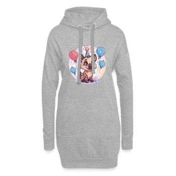 Hyène Anniversaire Bébé - Sweat-shirt à capuche long Femme - gris chiné - Devant