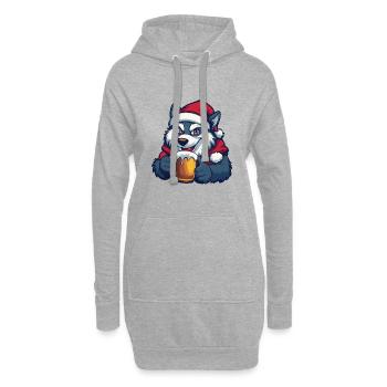 Wolf Bier Xmas Weihnachten - Hoodie-Kleid - Grau meliert - Vorne