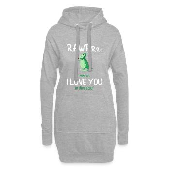 Cadeau de chemise de fleur de dinosaure disant drôle - Sweat-shirt à capuche long Femme - gris chiné - Devant