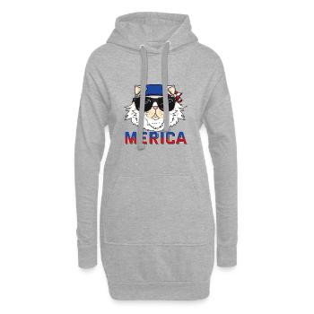 4. Juli Unabhängigkeitstag USA Merica Katze - Hoodie-Kleid - Grau meliert - Vorne