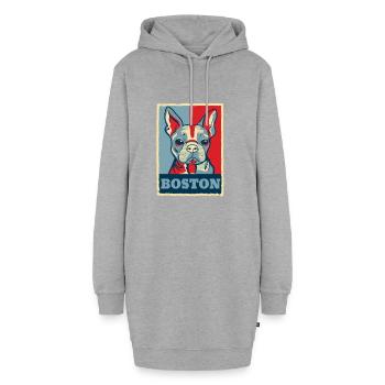 Boston Terrier Hund Retro Vintage Obama Geschenk - Hoodie-Kleid - Grau meliert - Vorne