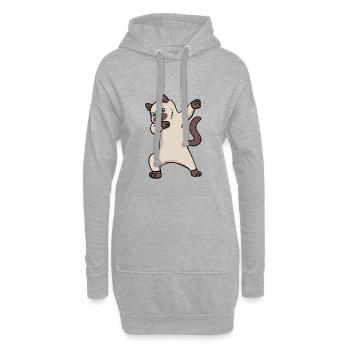 Siamkatze Katzen Dabbing Tanz Tanzen Geschenk - Hoodie-Kleid - Grau meliert - Vorne