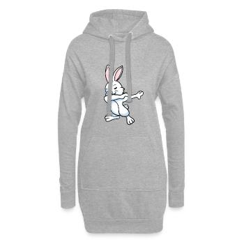 Hase Hasen Zwergkaninchen Dabbing Tanz Geschenk - Hoodie-Kleid - Grau meliert - Vorne