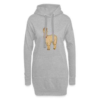 Sweet, lama, en tenue habillée - Sweat-shirt à capuche long Femme - gris chiné - Devant