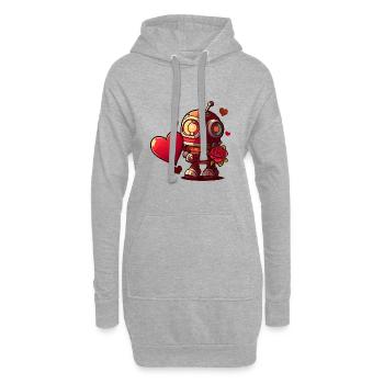 Roboter zum Valentinstag lieben #love - Hoodie-Kleid - Grau meliert - Vorne