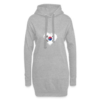Grungy ich liebe Südkorea-Herz-Flagge - Hoodie-Kleid - Grau meliert - Vorne