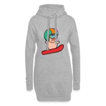 Snowboard Schwein Glücksschwein Apres Ski funny - Hoodie-Kleid - Grau meliert - Vorne