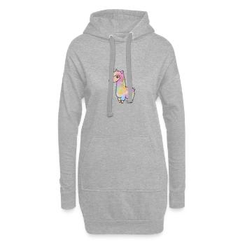 lama - Sweat-shirt à capuche long Femme - gris chiné - Devant